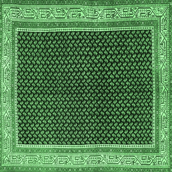 Ahgly Company Indoor Square Persian Emerald Green Traditional Area Rugs, 4' Square