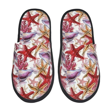 Balery Coral Reef Slient Indoor Furry Fleece Comfort House Shoes Soft Non-Slip Home Shoes Cotton slippers House Slippers-- Medium
