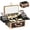 Black Gold, variant on Makeup Case with Lighted Mirror, Makeup Box Organizer with Detachable LED Mirror, Travel Makeup Train Case, Waterproof Cosmetic Organizer, Standing Makeup Brush Holder, Gift, Black Green