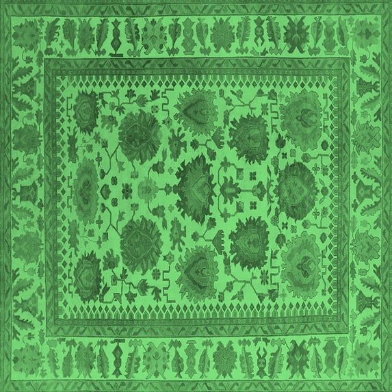 Ahgly Company Indoor Square Oriental Emerald Green Traditional Area Rugs, 5' Square