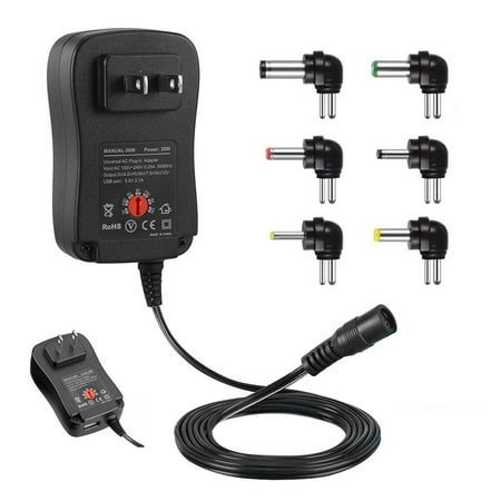 

Elenxs 12W AC/DC Switching Power Supply Adapter Transformer Converter 6 Plug 12W for 3V to 12V Electronics LED Strip