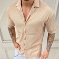 thumbnail image 2 of Camisa de punto de manga corta con solapa y un solo pecho, blusa informal de moda delgada para hombres, 2 of 6