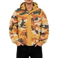 thumbnail image 2 of CharmCyan Men's Hooded Puffer Jacket with Camouflage Print Full Zip Closure Water Resistant Outerwear Casual Fit Winter Coat Orange XL, 2 of 2