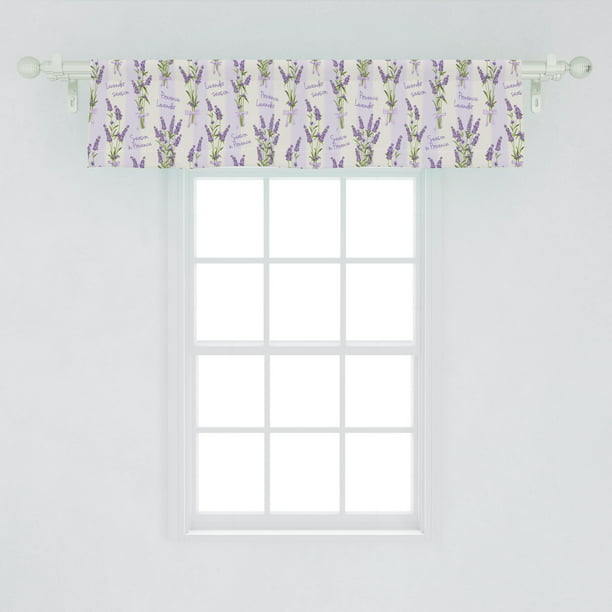 Lavender Window Valance, Stripes and Flowers Ribbons Romantic Country ...