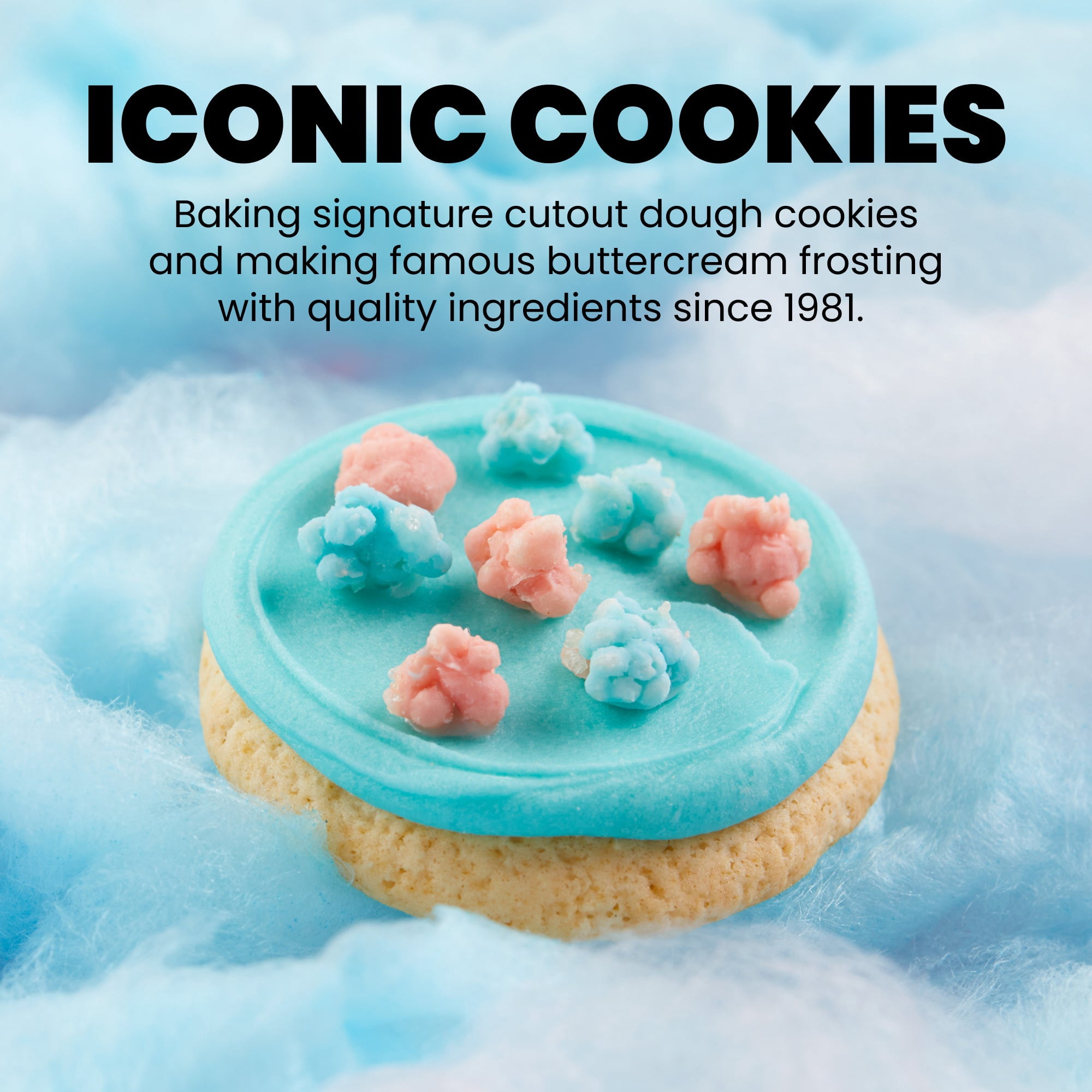 Cheryl's Cookies Fruit-Flavored Variety Spring 24 Cookie Gift Box Pastel Buttercream-Frosted Cutout Flowers, Individually Wrapped