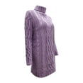 thumbnail image 4 of Women's Fall Winter Turtleneck Long Sleeve Oversized Cable Knit Chunky Pullover Jumper Sweater Dresses, 4 of 6