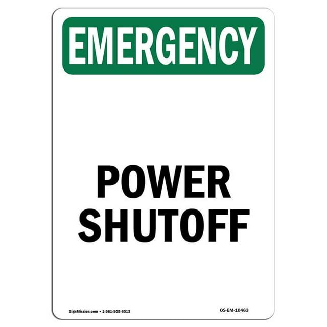 SignMission OS-EM-A-1218-V-10463 Panneau de Secours OSHA 12 x 18 Po - Coupure de Courant