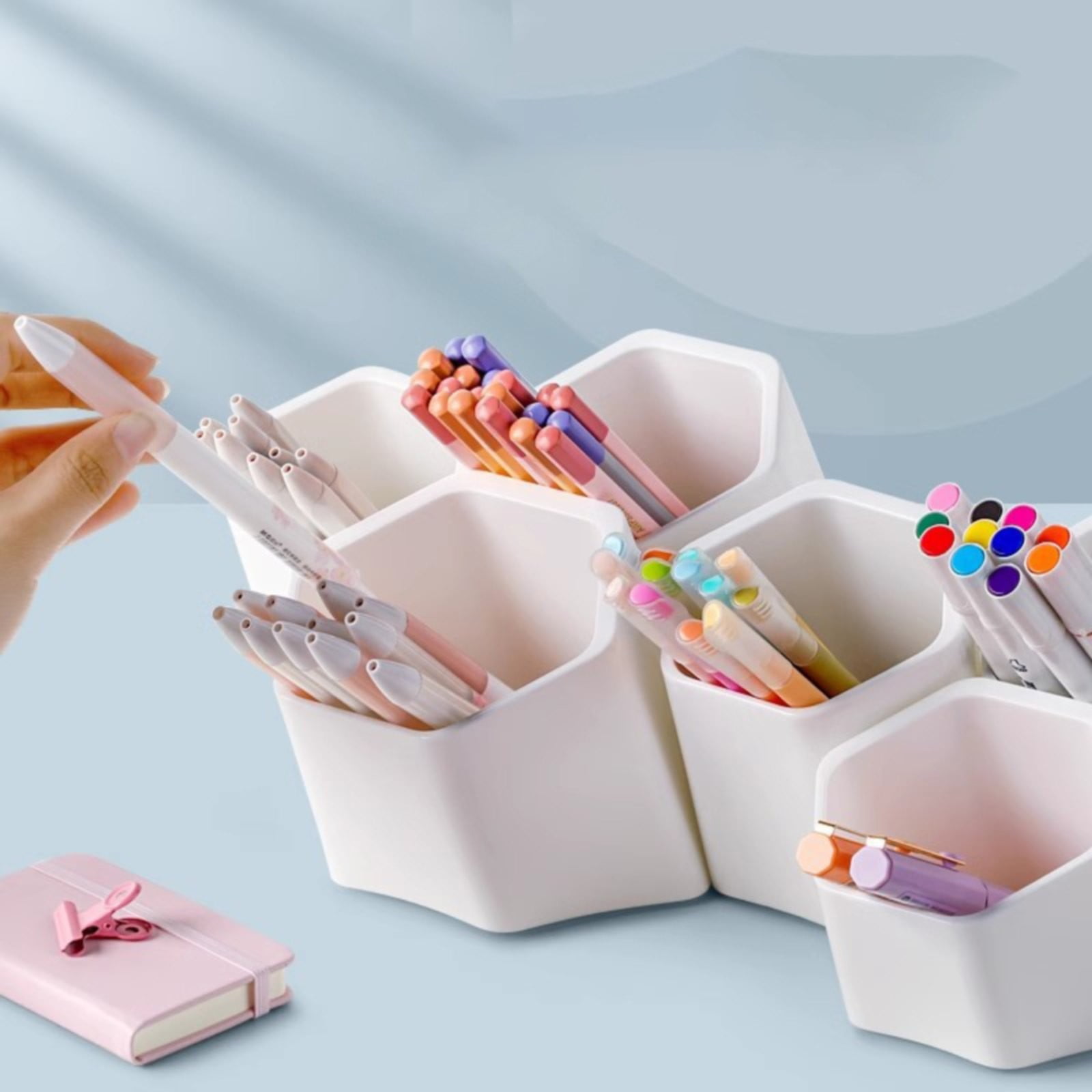 HCTSHG 6 Cup Splicing Clips Pen Holder Modular Desk Organizer for Markers Pencils and Pens for Home Office Use,Pencil Holder Pen Cup Holder Pencil Cup Holder for Desk Office Home Pen Organizer