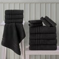 thumbnail image 3 of Hawmam Linen Black Towels - 4-Pack Soft Absorbent Luxury Hotel Quality 100% Turkish Cotton Black Bath Towels, 600 GSM Plush Fluffy Quickdry, Large 27' x 54' Set for Bathroom, Spa, Gym, Dorm, 3 of 7