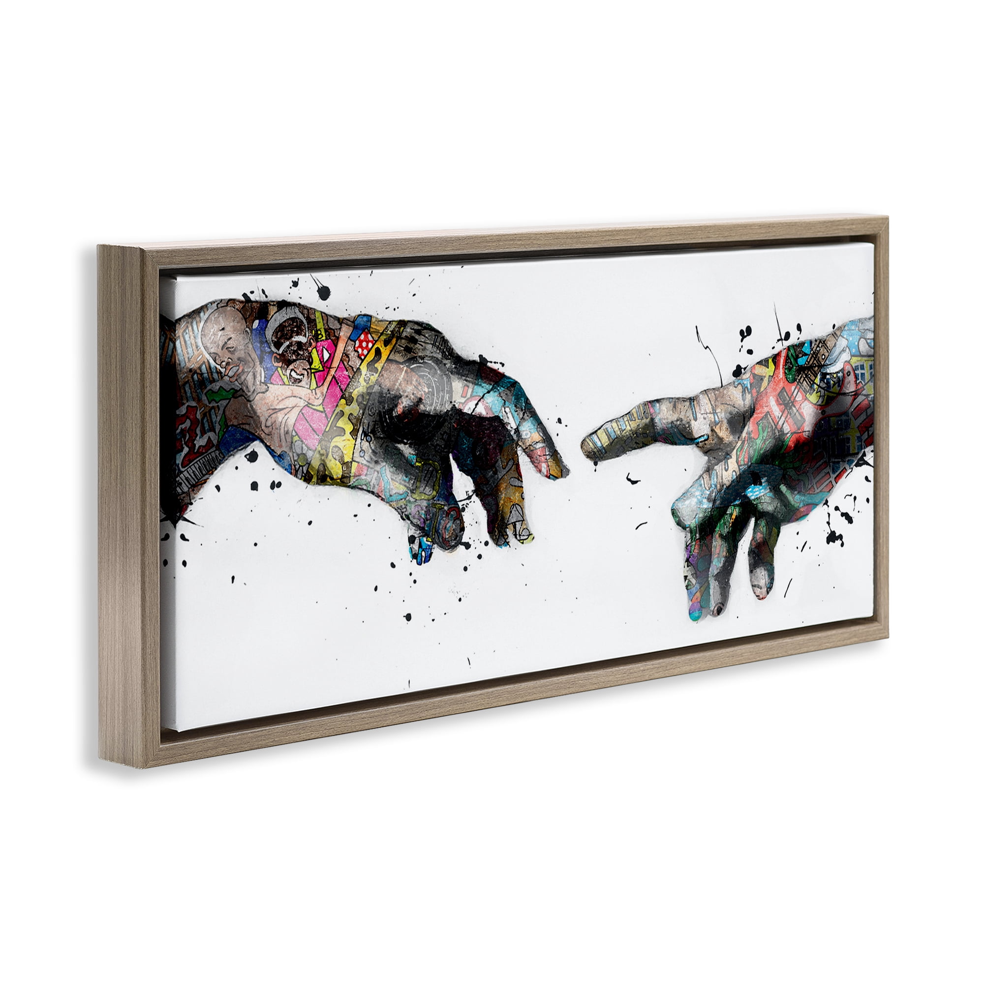 Stupell Industries Classic Creation with Urban Tattoos People Painting Brown Floater Framed Canvas Art Print Wall Art, 31 x 14