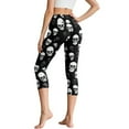 thumbnail image 2 of SCRAWLGOD Skull Black High Waisted Yoga Pants for Women with Pockets Tummy Control Workout Leggings Lightweight Stretch Yoga Capris for Running Cycling, S, 2 of 7