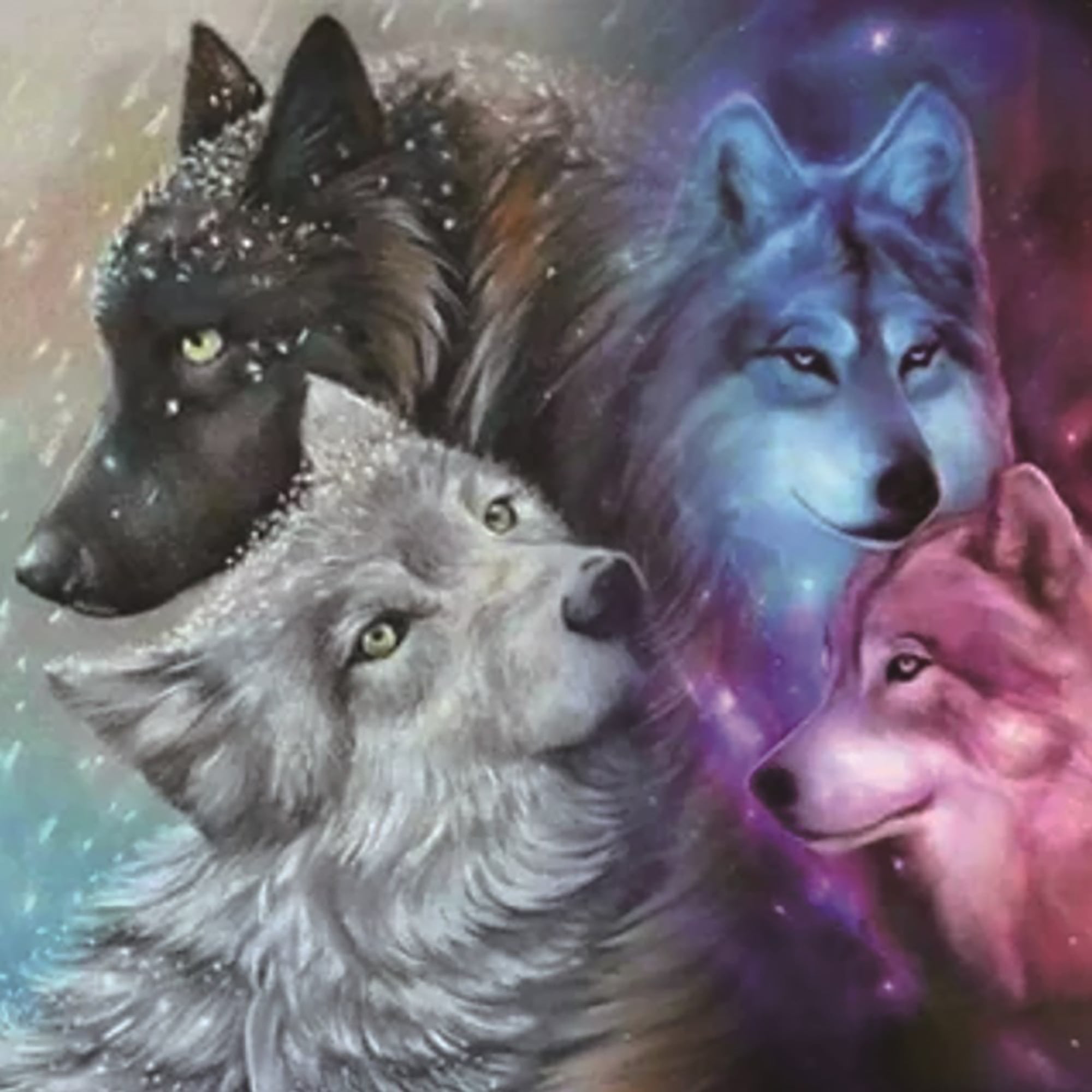 Upgrade Diamond Painting Kits for Adults 5D Wolf Diamond Art Painting with DIY Jewel Dotzs Art Round Full Drill Gem Bead Painting Art Crafts for Home Wall Decor 
