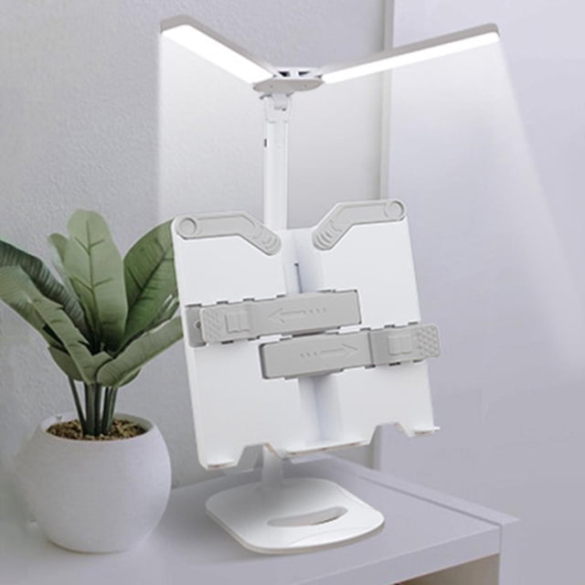 Soporte para libros de lectura Soporte para libros de cocina Portátil con clips de página Plegable 3 modos de iluminación Soporte para libros de estilo recargable perfecl Estantería