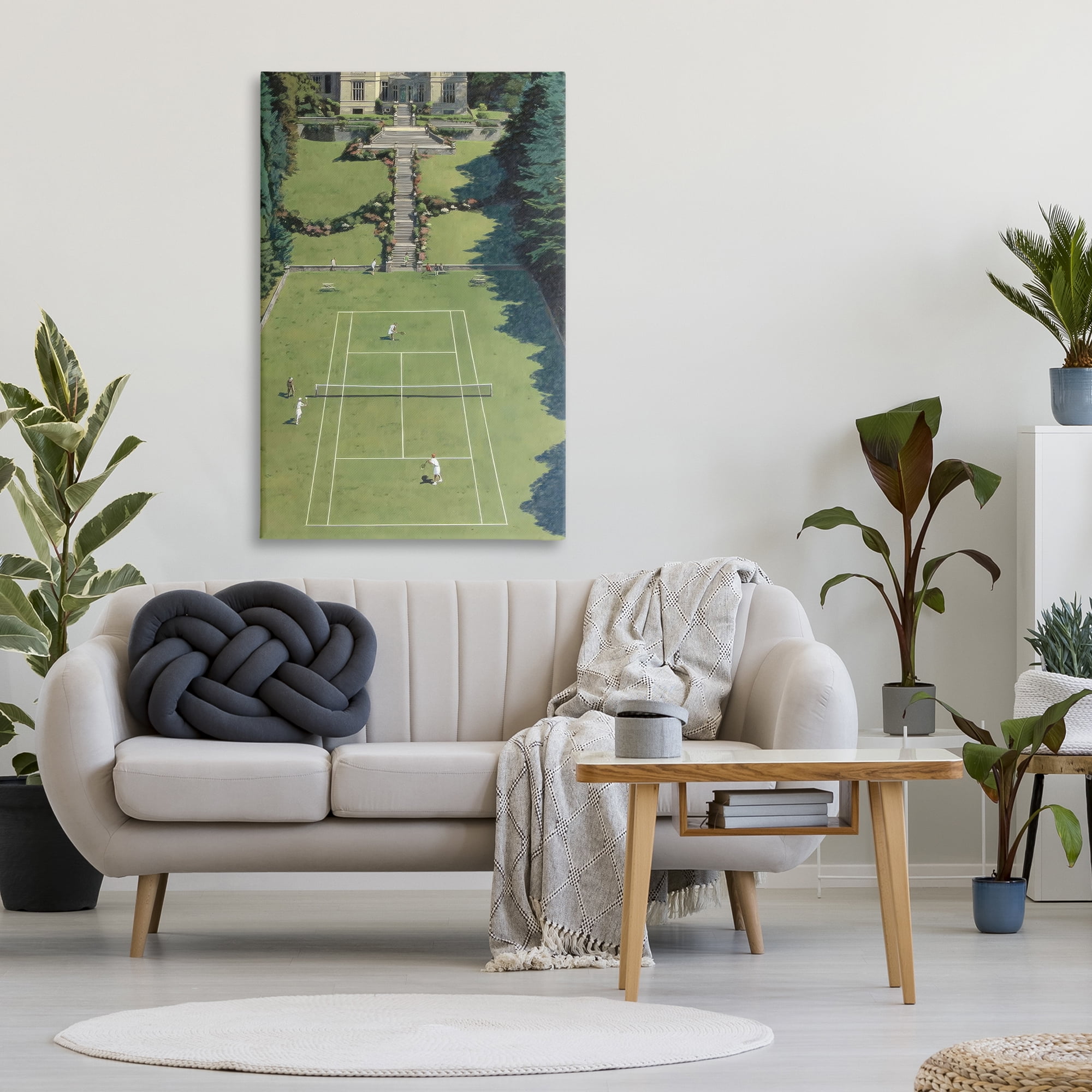 Stupell Industries Tennis Court at Mansion Canvas Wall Art, design by Petal Prints Design