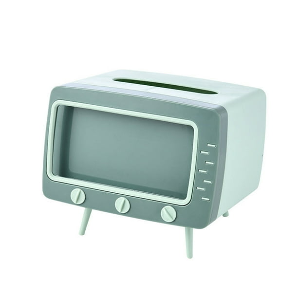 Soporte de visualización para teléfono móvil, 2 en 1, soporte para servilletas de escritorio para el hogar, soporte para teléfono con forma de TV, caja de pañuelos multifuncional