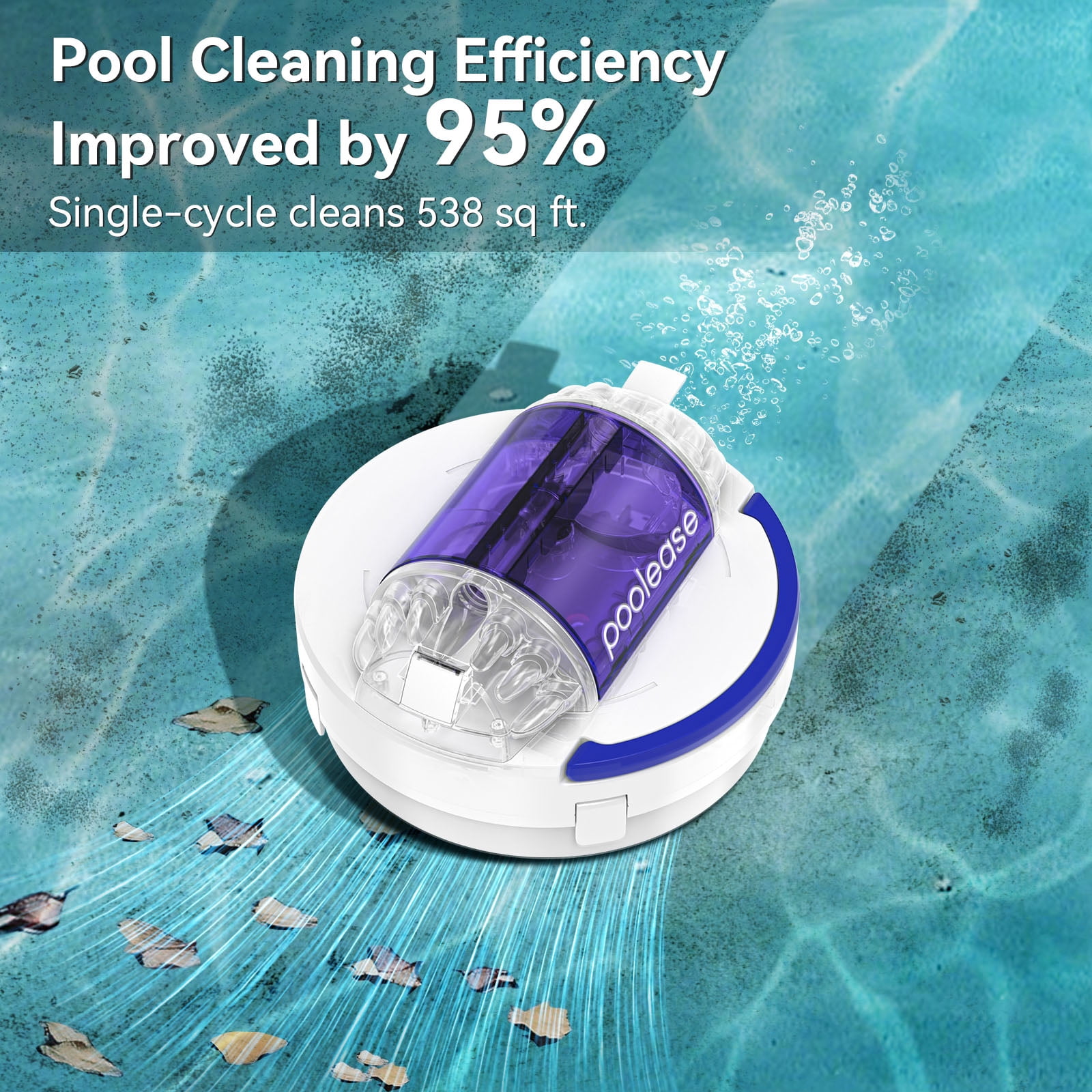 Poolease Cordless Robotic Automatic Pool Cleaner, Dual 45W Motors, Self-Parking, for In-Ground & Above Ground Pools