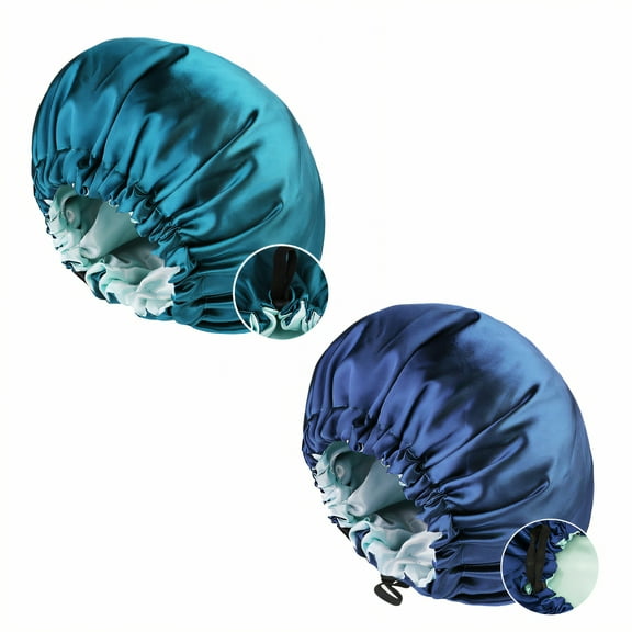 TELOLY 2Pcs Silk Bonnet for Sleeping,Double-Sided Design Hair Bonnet for Sleeping,Two-Color Reversible Wearing Satin Bonnet,Multicolor3,OneSize