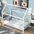 thumbnail image 7 of White Rubber Wood Twin Bed - Enhance Visual Appeal Of Your Bedroom House Frame With Stylistic Elements Suit All Interior Designs, 7 of 7