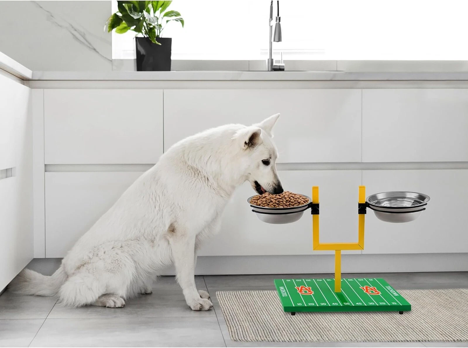 Pets First NCAA Football Goalpost Elevated Dog Feeder Stainless Steel Bowl