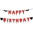 thumbnail image 1 of Banner de cumpleaños de Halloween Difuento con purpurina roja para fiesta, 1 of 9