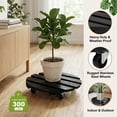 thumbnail image 4 of MATSKY 13" Round Wooden Plant Caddy with Wheels, 2-Pack Heavy Duty Rolling Plant Stand, 300 lbs Capacity, Black, 4 of 7