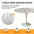 thumbnail image 2 of Elastic Fitted Round Tablecloth, Pink Spring Floral Waterproof Stretch Table Cover for 45"-54" Tables, Flowers Botanical Elegant Wooden Washable Outdoor Tablecloths for Patio, Picnic, Camping, 2 of 9