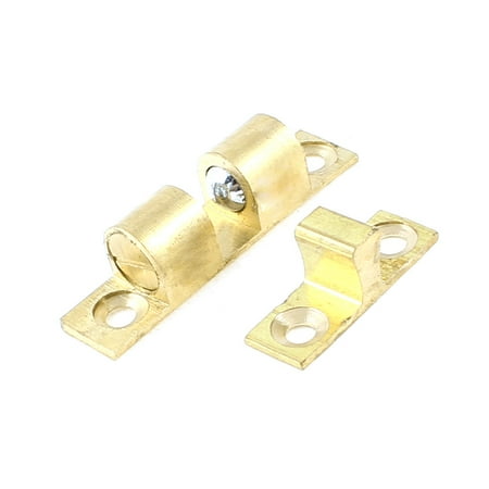 Brass Double Ball - Unique Bargains Cupbbord Cabinet Door 40mm Long Gold Tone Brass Double Ball Catch