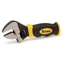 Titan 11060 8" Stubby Adjustable Wrench, 1" Jaw Capacity, Chrome Vanadium Steel