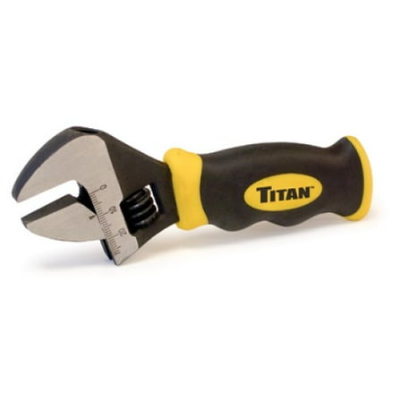 Titan 11060 8" Stubby Adjustable Wrench, 1" Jaw Capacity, Chrome Vanadium Steel