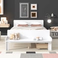 thumbnail image 2 of Full Size Platform Bed with Footboard Bench and 2 Storage Drawers, Solid Wood Bed Frame High Stable with Headboard for Boys/Girls/Teens Bedroom, No Box Spring Needed, White, 2 of 7