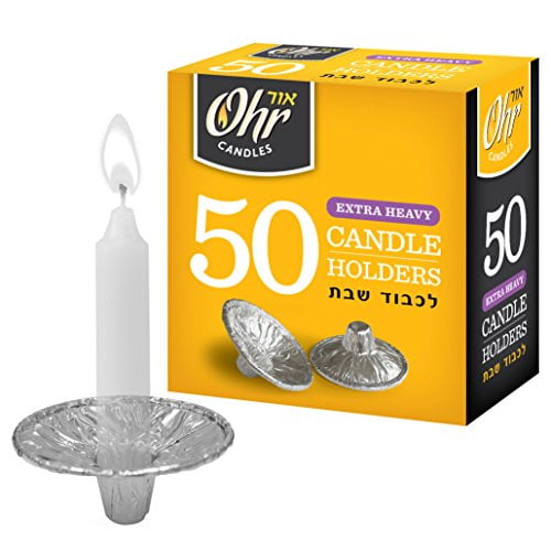 Ohr, Heavy Duty Disposable, Aluminum Foil Shabbat Candle Holders - Silver (50 Pack)
