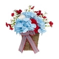 thumbnail image 3 of 4th of July Artificial Floral Wreath Flower Basket - Outdoor Hanging Red White Blue Flower Basket Garden Wall Decor for Courtyard Patio Independence Day Holiday Porch Scene Prop, 3 of 7