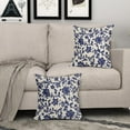 thumbnail image 5 of Navy Blue Floral Block Print Pillow Covers 16x16 Set of 2 Vintage Flower Pattern Cream Decorative Throw Pillowcases Outdoor Rustic Farmhouse Square Cushion Cases Decor for Home Couch Sofa Bed, 5 of 7