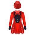 thumbnail image 2 of HULIJA Camisole à Paillettes pour Filles Enfants Col Nœud Papillon Jupe Tutu Ballet Jazz Moderne Robe de Danse de Rue Rouge+chapeau Brillant 4, 2 of 6