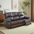 thumbnail image 2 of Gewnee Brown 3-Seater Reclining Sofa - Air Leather Upholstery with High-Elastic Sponge for Living Room & Office, 2 of 18