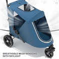 thumbnail image 6 of MoNiBloom Foldable Dog Stroller for Medium and Large Dogs, 3 Wheel Pet Stroller for Medium Dogs & Cats, Adjustable Handlebar 9 Angles 20°-180°, Navy Blue, 6 of 12