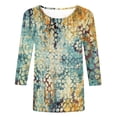 thumbnail image 4 of Zunfeo Fall Shirts for Women- Trendy T Shirts Loose Fit Pullover Casual Tops 3/4 Sleeve Comfy Crew Neck Printed Tunic Blouse Green 2XL, 4 of 5