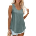 thumbnail image 2 of Womens Tank Tops Sleeveless Eyelet Embroidery Scoop Neck Loose Fit Casual Summer Flowy Green XXL, 2 of 8