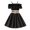 Black, variant on lnmuld Girls Solid Color 2-Piece off-Shoulder Crop Top & Skirt Set with Belt, Summer Outfit Color:Green,Size:11-12 Years