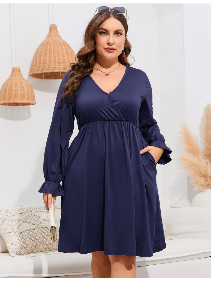 long flowy maxi dress plus size Nmoder Black Maxi Dress for Women with Pocket