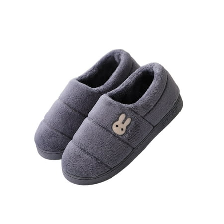 

Lacyhop Womens Bedroom Breathable House Slippers Lightweight Non-slip Warm Slipper Plush Lining Fuzzy Special Cotton Shoes Gray 8.5-9