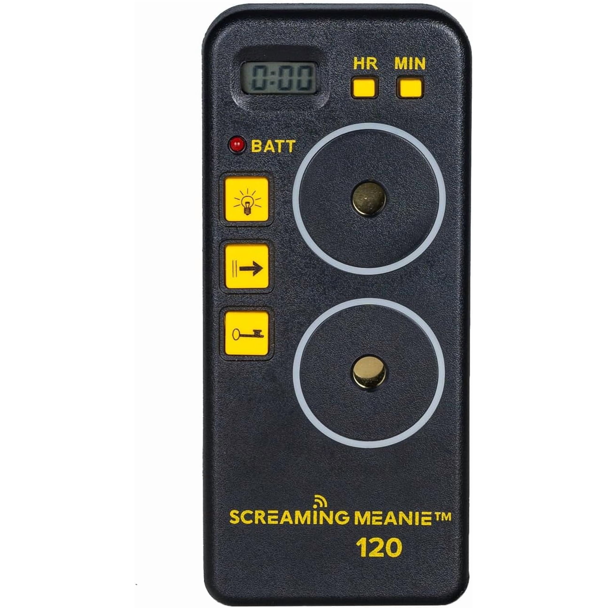 Screaming Meanie TZ-120 Loud Alarm Timer, 120dB w/ 2 Sound Levels for Heavy Sleepers, Truckers, Travelers (9V Battery Incl.) - Yellow