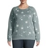 Grayson Social Juniors' Plus Printed Fleece Pullover Sweatshirt