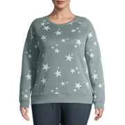 Grayson Social Juniors' Plus Printed Fleece Pullover Sweatshirt