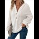 thumbnail image 2 of Sudadera con Capucha para Mujer, de Punto Gofre, Larga, Cordón Ajustable, Botones, Cuello en V, Informal, Tipo Jersey, con Capucha S, 2 of 8