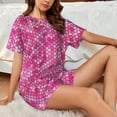 thumbnail image 4 of Vsdghe shiny with pink heart Pattern Women's Pajama Set,Short Sleeve Sleepwear 2 Piece Pjs Lounge Sleepwear Sets-Medium, 4 of 6