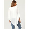 thumbnail image 5 of DARING DIVA Women's Flowy V Neck Chiffon Blouse Asymmetrical Top M White, 5 of 7