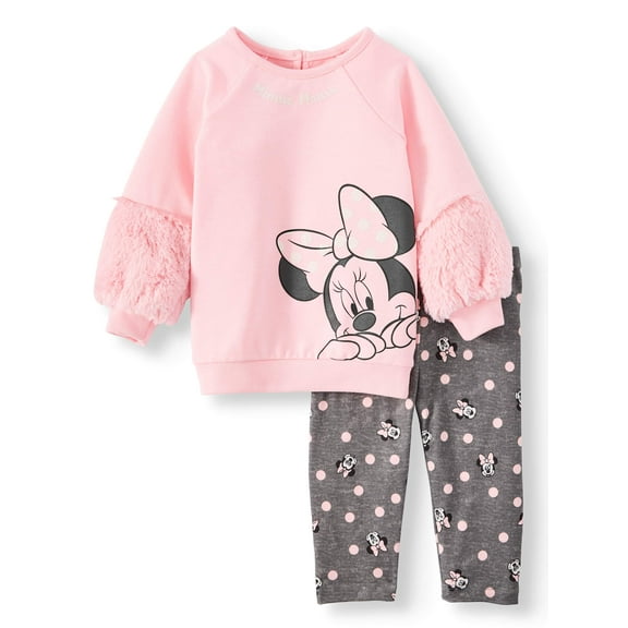 Minnie Mouse Baby Girls Long Sleeve Top and Leggings, 2-Piece Set