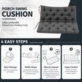 thumbnail image 3 of YEERSWAG 42" x 20" Indoor Outdoor Porch Swing Cushion,Waterproof Tufted Replacement Seat & Backrest Cushion with Fixing Straps,UV Resistant Thick Bench Cushion for Swing Chair Loveseat,Dark Gray, 3 of 12