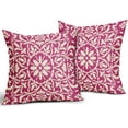 thumbnail image 2 of Hot Pink Pillow Covers 18x18 Set of 2 Pink Cream Bohemian Ethnic Carpet Boho Style Vintage Flower Print Decorative Throw Pillows Outdoor Square Cushion Cases Farmhouse Decor for Home Sofa Bed, 2 of 6